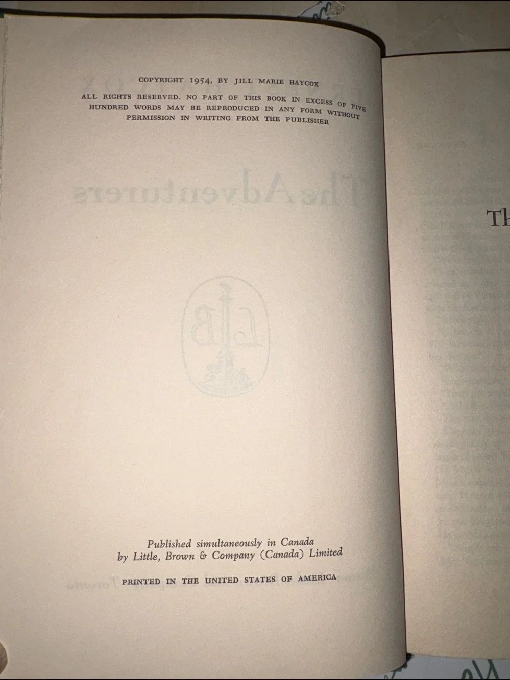 VTG 1954 The Adventurers by Ernest Haycox Hardcover Book Western Frontier Fictio